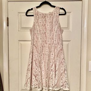 Full Lace White with Blush Underlay Dress